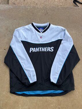 Carolina Panthers Reebok NFL Team Apparel Pullover Jacket 2XL Black & White